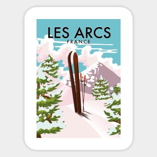 Les Arcs France travel ski poster Sticker